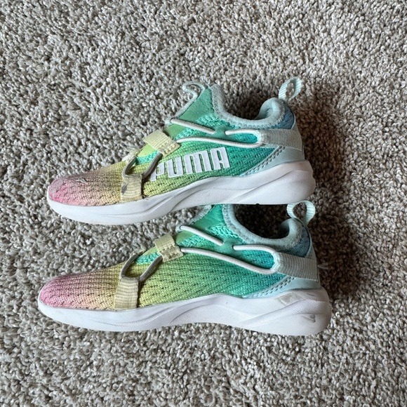 Girls Puma Rainbow Rift slip on running sneakers Pink & Yellow Sneakers Size 8 - Picture 8 of 10
